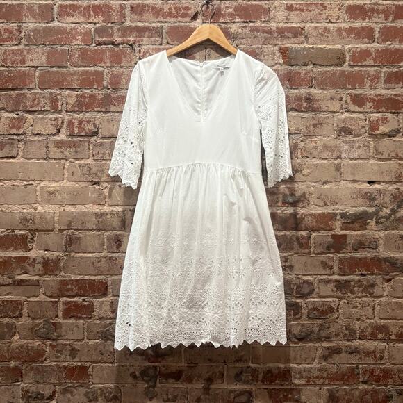 NWOT Madewell White Eyelet Lattice Dress Size 0 - Picture 4 of 9
